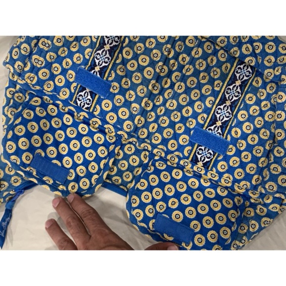 Vera Bradley Riviera Blue‎ Yellow Adjustable Strap Large Shoulder Bag - Picture 3 of 9